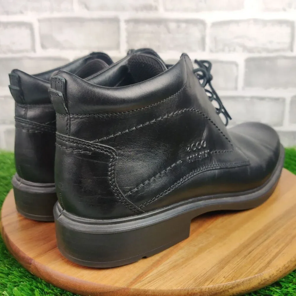 Ecco Gore Tex Black Leather Chukka Ankle Boots Berlin Mens Size EU 44/US 10-10.5